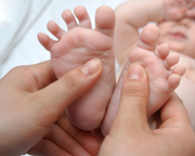 massaging baby's feet